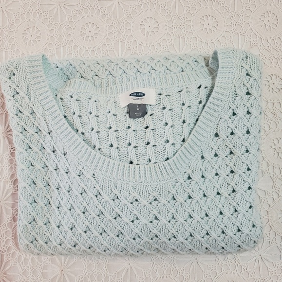 Old Navy Sweaters - Old Navy Light Blue Chunky Knit Sweater,  Sz Lg